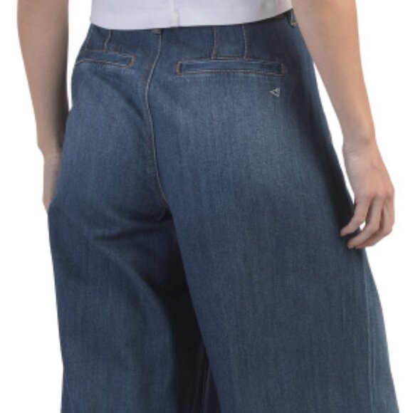 NEW HIDDEN Dark Wash Inseam Wide Leg Trousers in Dark Blue for women 825 3t2 - Picture 3 of 6